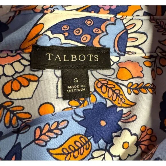 Talbots Womens S Multicolor Paisley Long-Sleeve Pull-On Dress With Buttons - Picture 8 of 9